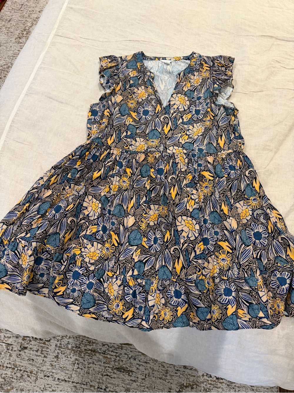 Caslon Floral Mini Dress in Navy & Mustard
